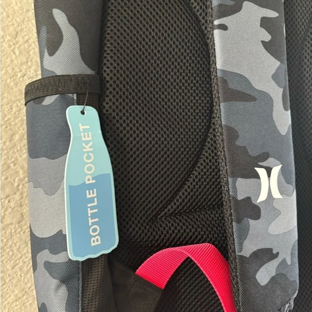Hurley Boy's Backpack Camo Black and Gray with Graphic Shark Teeth Bite NWOT